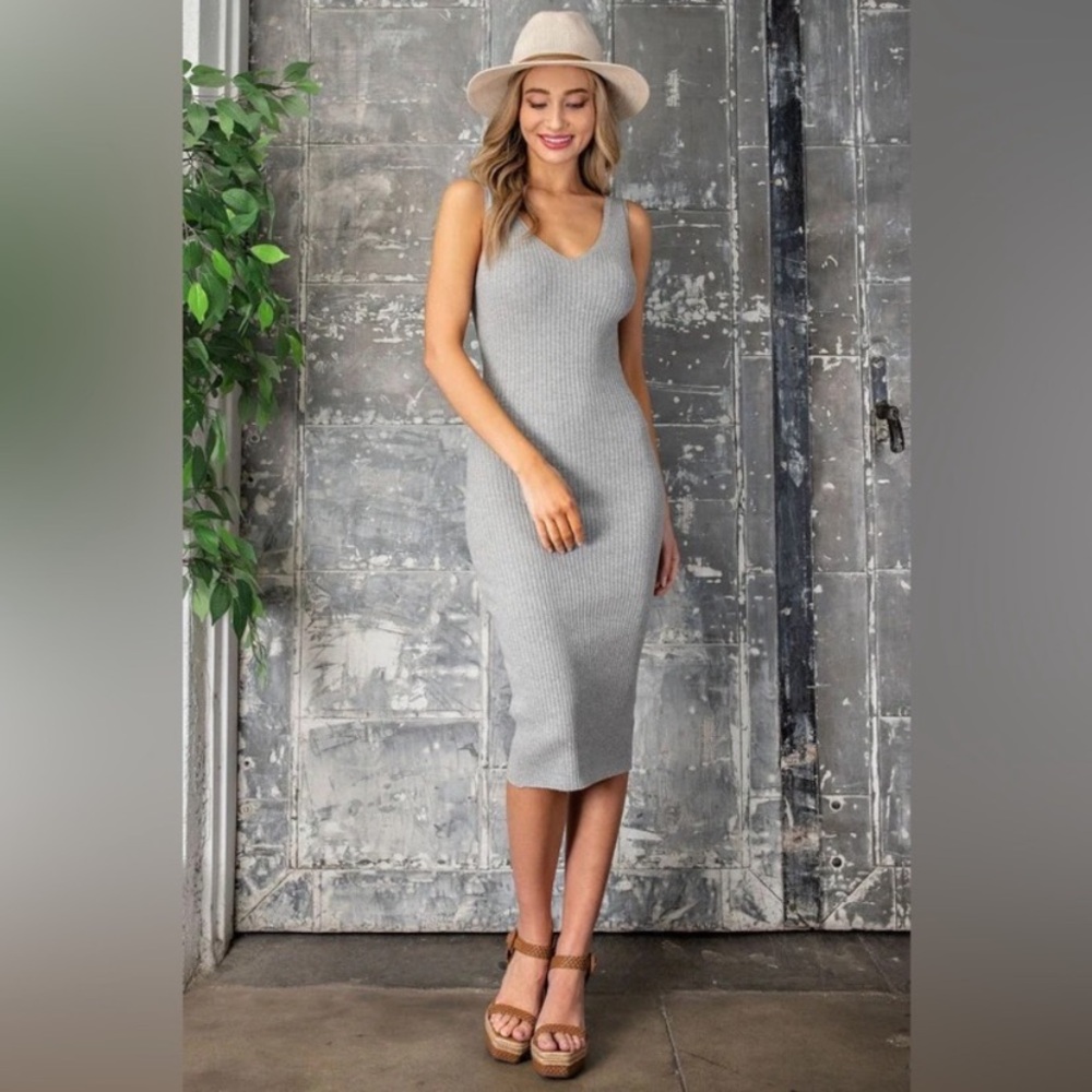 Sleeveless Ribbed Knit Bodycon Dress